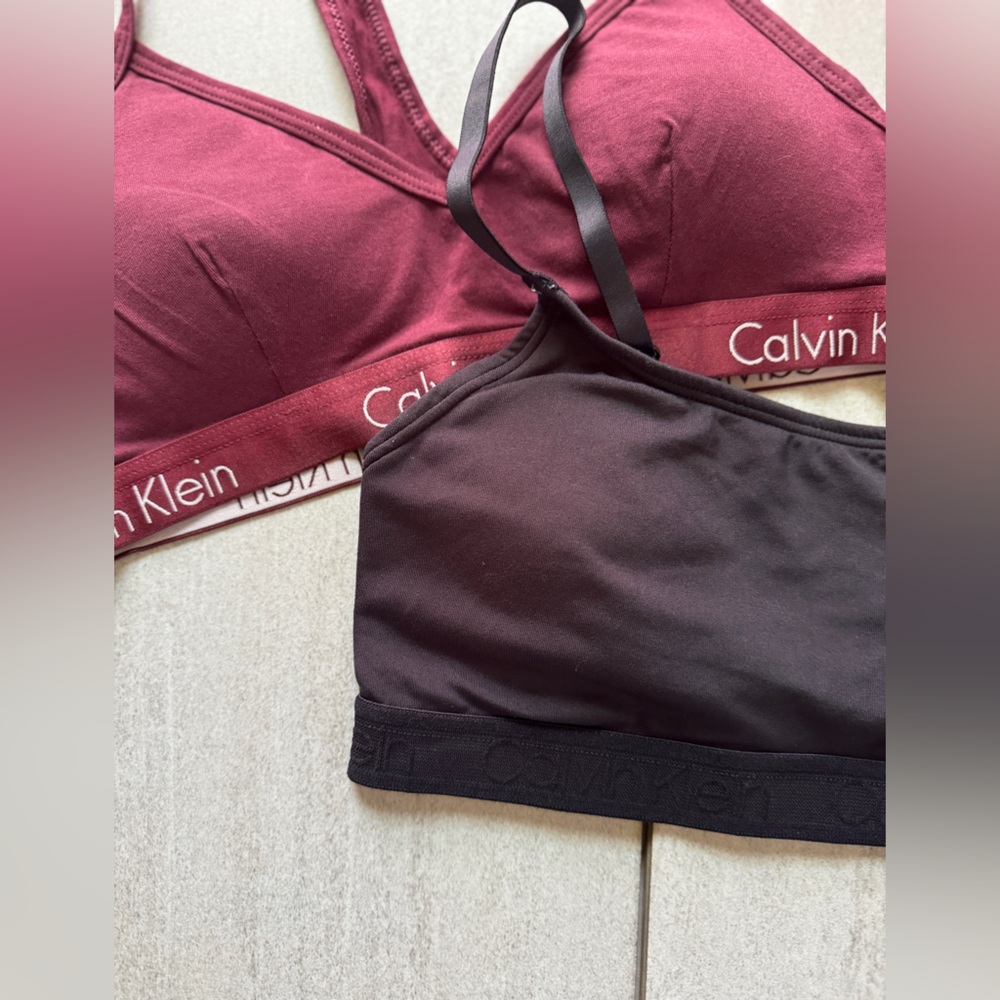 Calvin Klein Bralette Duo - Black and Burgundy - Picture 2 of 4